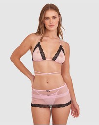 Bras N Things - Night Games Whateva 3 Piece Set - Light Pink/Black