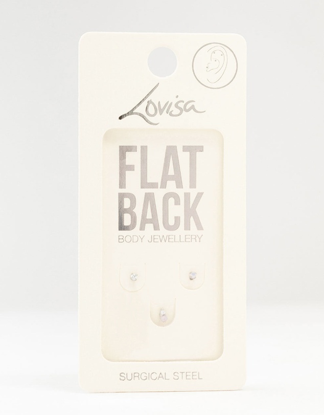 Lovisa - Surgical steel Cubic Zirconia Flat Back Studs 3-Pack