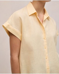 Trenery - Linen Cap Sleeve Shirt in Butter