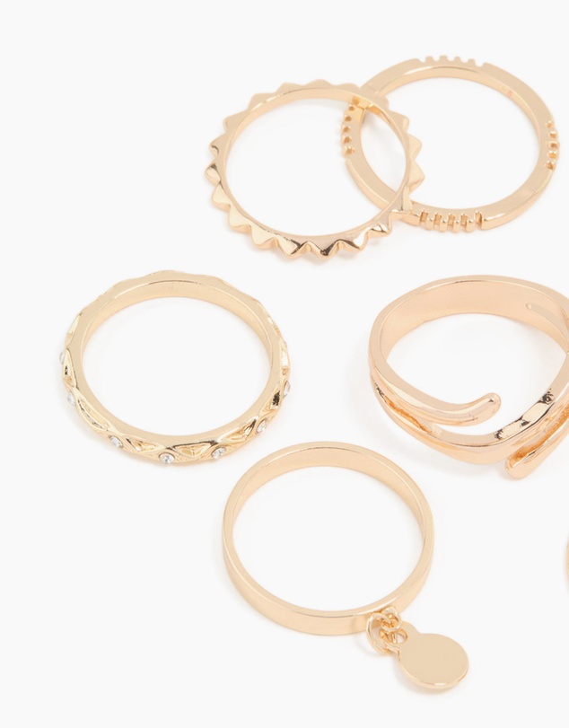 Lovisa - Gold Swirl Mixed Stacking Rings 8-Pack