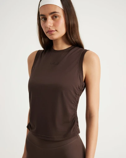 Upstate - Air Flex Gathered Tank Top - Espresso