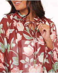 Petal & Pup - Hesper Ruffle Top - Red Tulip Floral