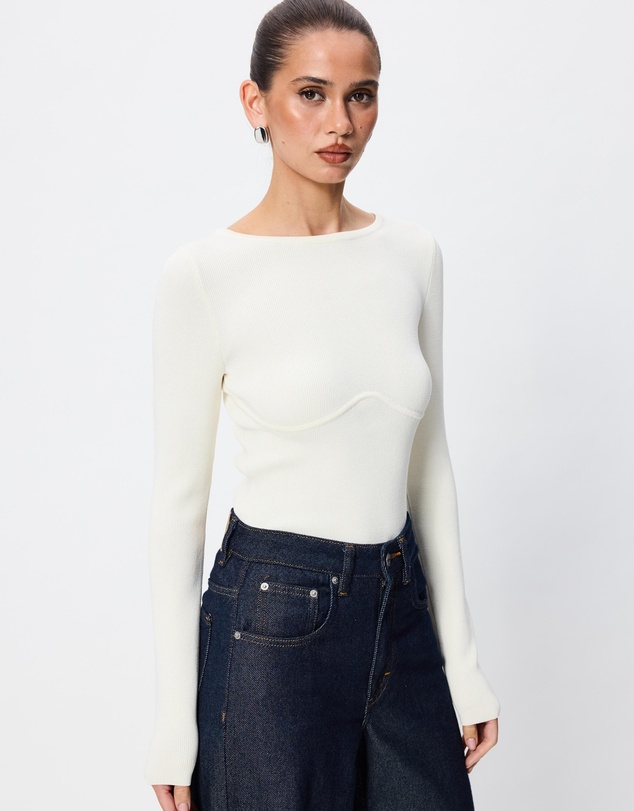 Tussah - Gabrielle Crew Neck Long Sleeve Compact Knit Top