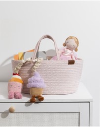 Living Textiles - Cotton Rope Storage Caddy with Divider - Pink