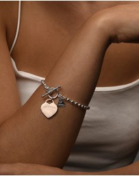 Von Treskow - Thick Ball Chain Bracelet with Flat Heart