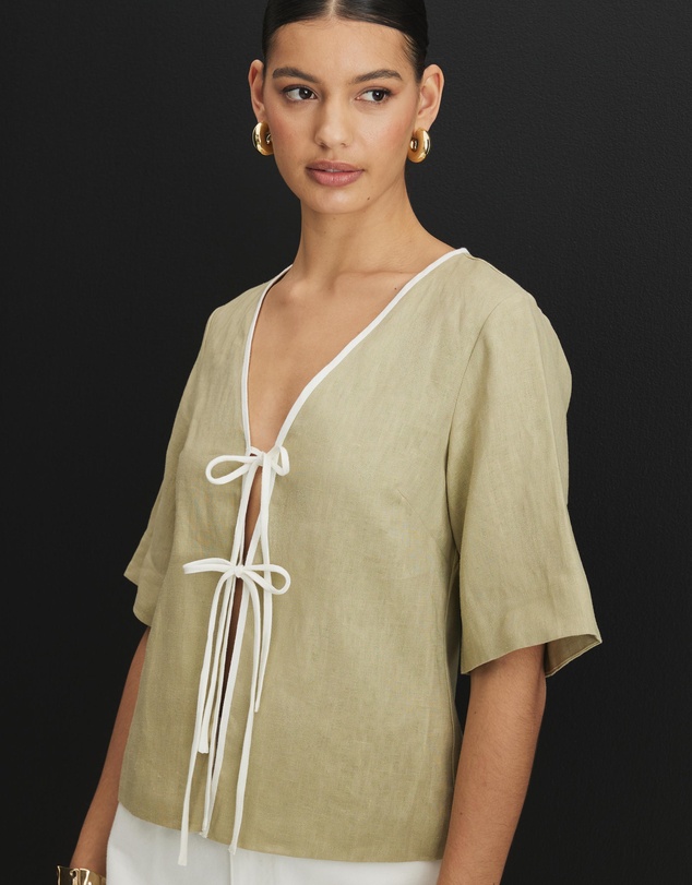 AERE - Sloane Tie Front Shirt