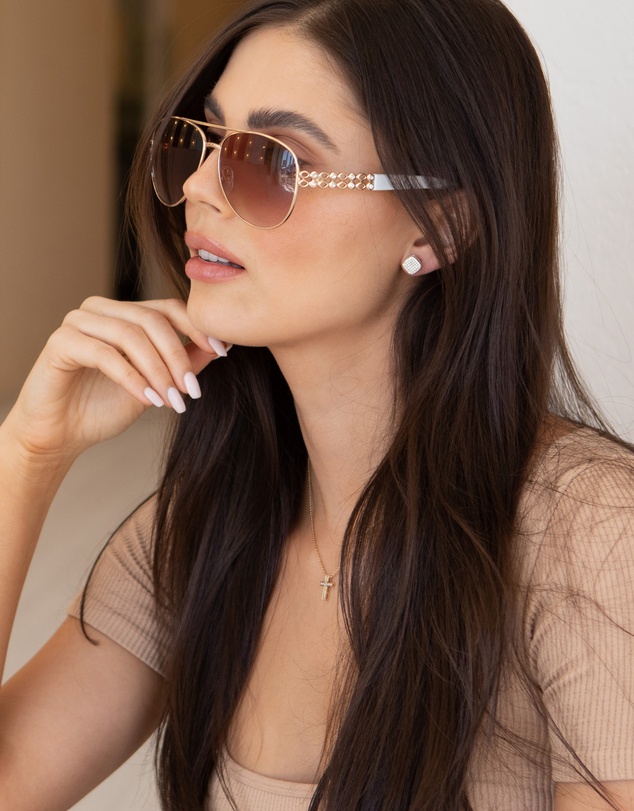 Mestige - Sunset Dreams Sunglasses embellished with crystals from Swarovski® - Gold and White