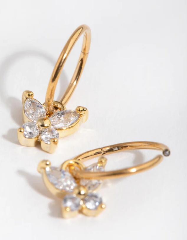 Lovisa - 24 Carat Gold Plated Surgical Steel Butterfly Sleeper Earrings