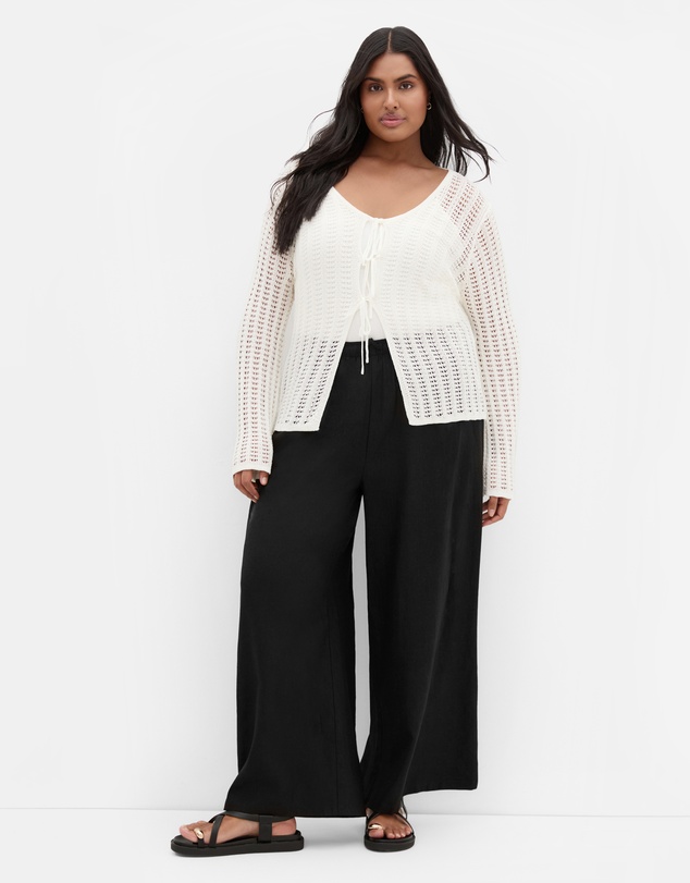 City Chic - Plus size Crochet Tie Knit Cardigan