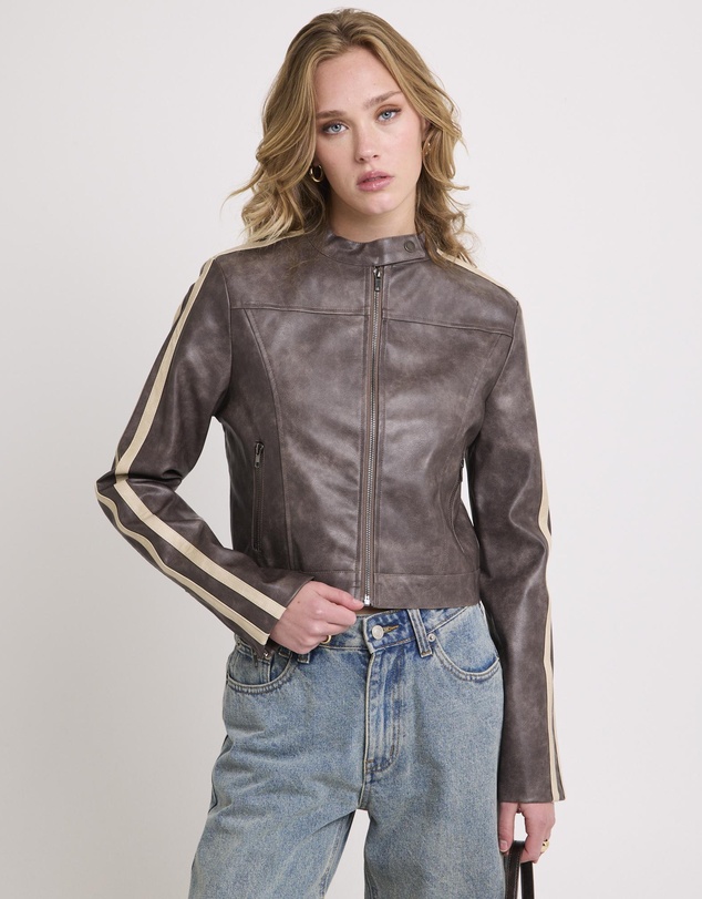 Insight - Ryda Leather Look Moto Jacket