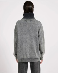 ONE TEASPOON - Fleece Roll Neck Sweater - Worn Black