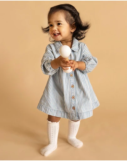 Fox & Finch - Winter Vacay Stripe Denim Dress - Babies