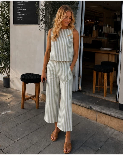 Esther & Co - Lizo Top - Khaki Stripe