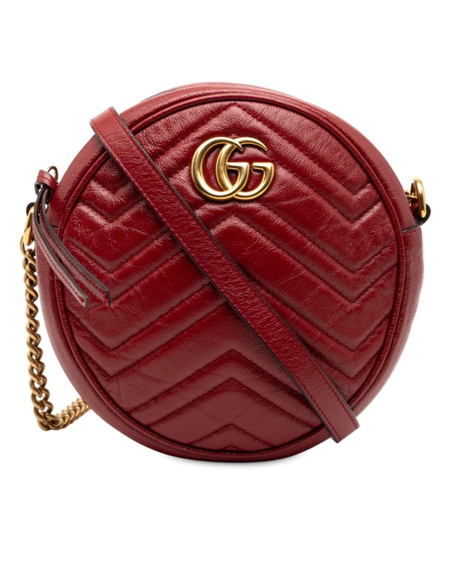 Pre-Loved by Azura Reborn - Pre-Loved Mini GG Marmont Matelasse Leather Round Crossbody