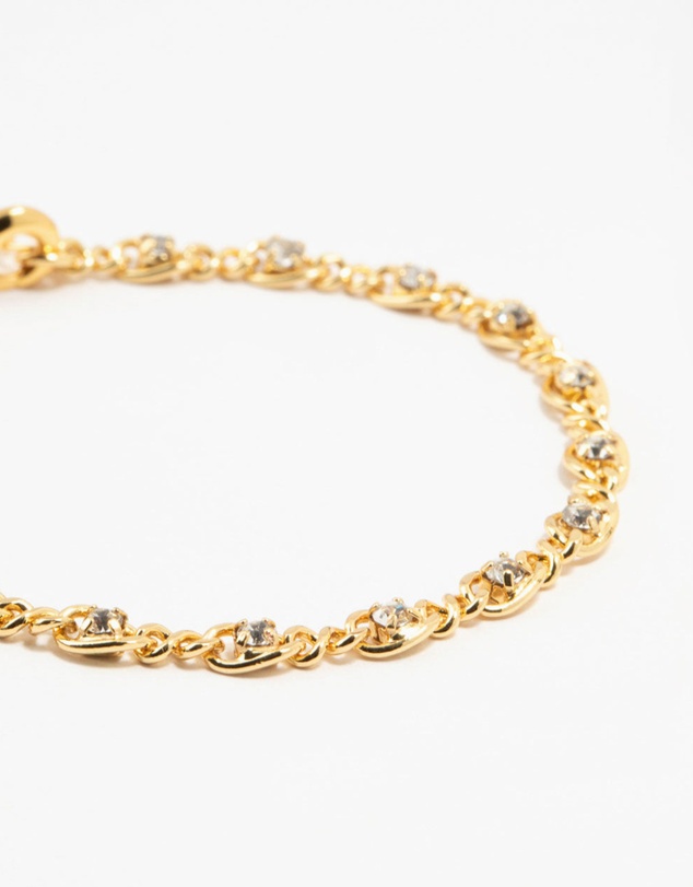 Lovisa - Gold Plated Brass Diamante Infinity Link Bracelet