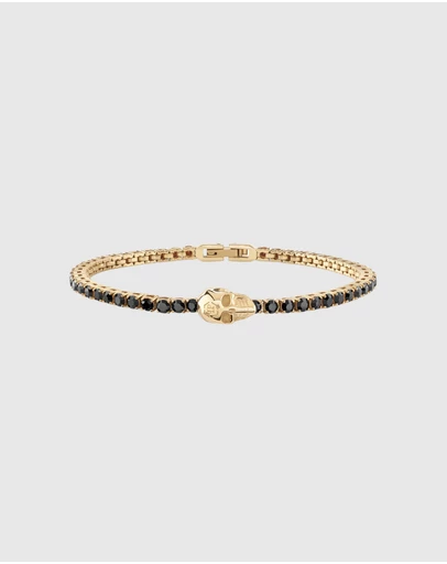 Philipp Plein - Plein Tennis Royal Gold-Tone Tennis Bracelet Black Crystal