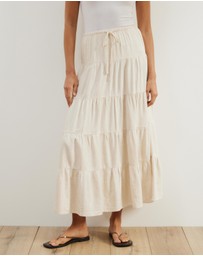 Atmos&Here - Elenora Linen Blend Tier Maxi Skirt