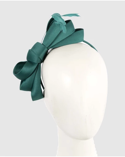 Max Alexander - Large Teal Satin Bow Racing Fascinator
