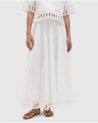Seed Heritage - Poplin Cutwork Midi Skirt