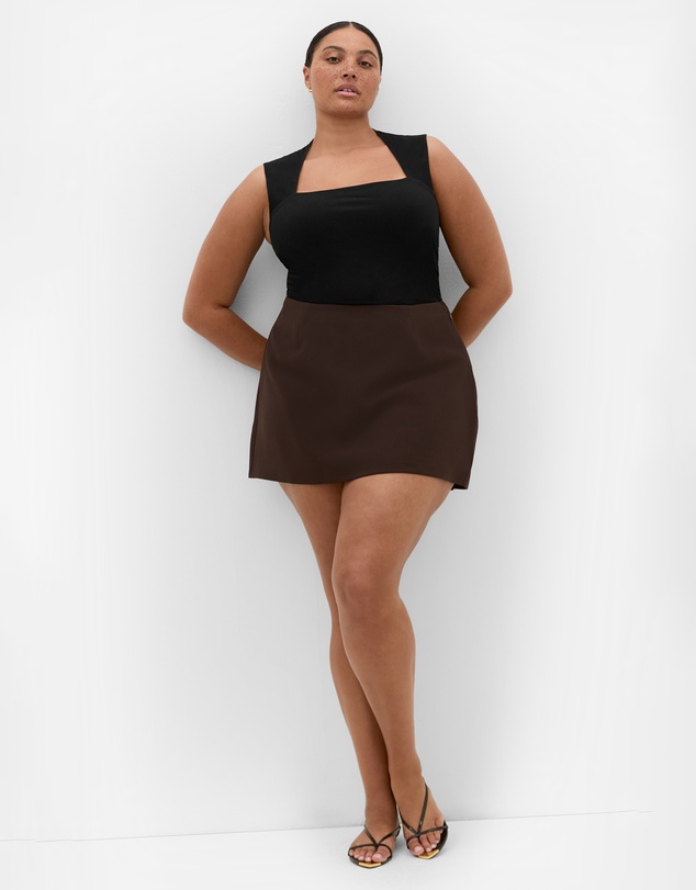 City Chic - Plus size Abbie Mini Skort - chocolate