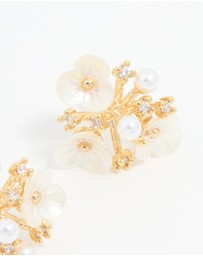 Lovisa - Gold Plated Acrylic Flower Cluster Earrings
