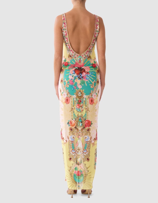 Camilla - Square Neck Beach Maxi Dress with Low Back