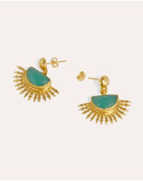 Ottoman Hands - Sunrise Aqua Chalcedony Drop Stud Earrings
