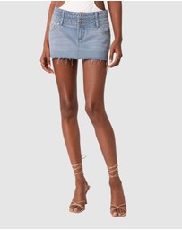 EDIKTED - Double Waist Denim Mini Skirt
