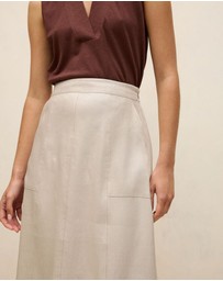 Trenery - Yarn Dyed Linen Blend Skirt in Flax