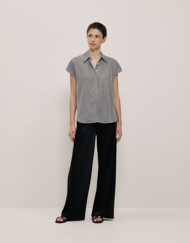 Trenery - Gingham Short Sleeve Shirt in Black