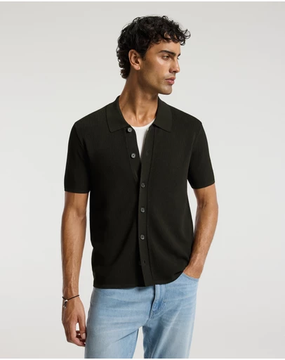 Calibre - Linear Rib Knit Shirt Dark Khaki
