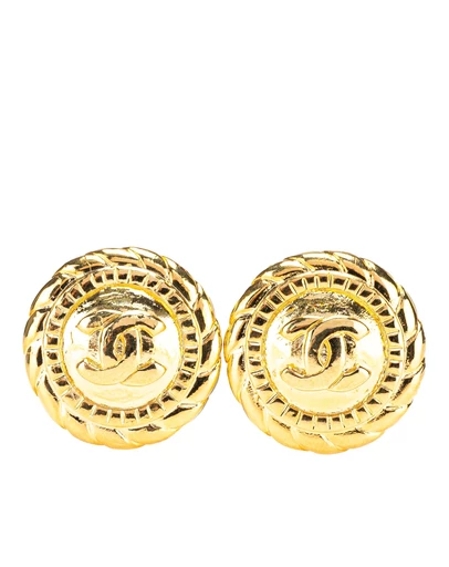Pre-Loved by Azura Reborn - Pre-Loved Gold Plated CC Button Clip on Earrings