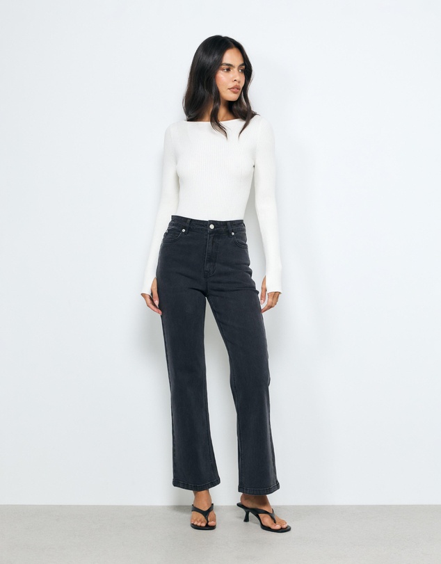 AERE - High Rise Stretch Straight Jeans