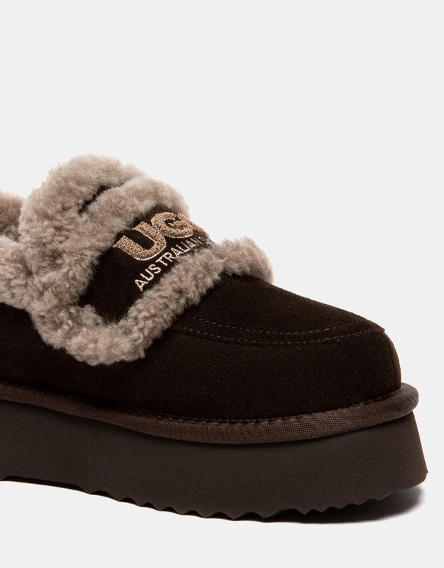 EVERAU - Australian Shepherd Ugg Rilee Platform Loafer Cow Suede Upper House Shoes