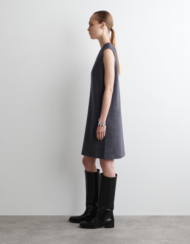 COS - Boiled Wool V-Neck Mini Dress