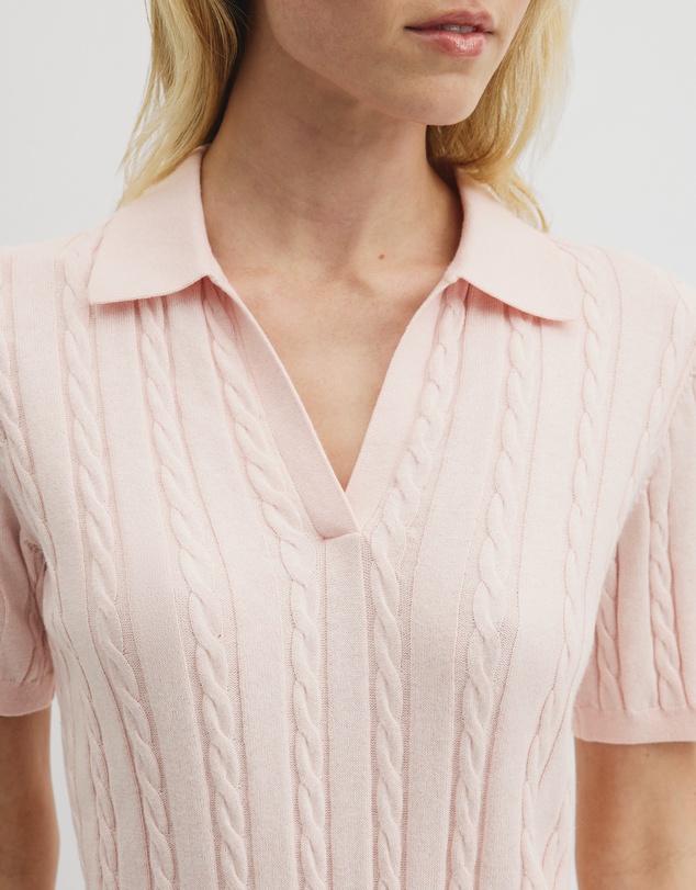 Country Road - Organically Grown Cotton Blend Cable Polo Knit