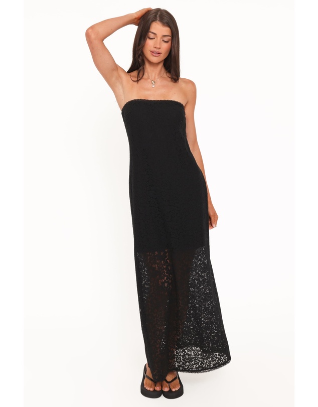 Petal & Pup - Sienna Strapless Maxi Dress - Black Lace
