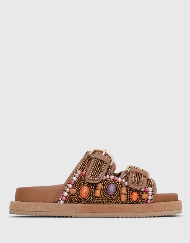Betts - Cosmo Leather Buckle Flatform Slides