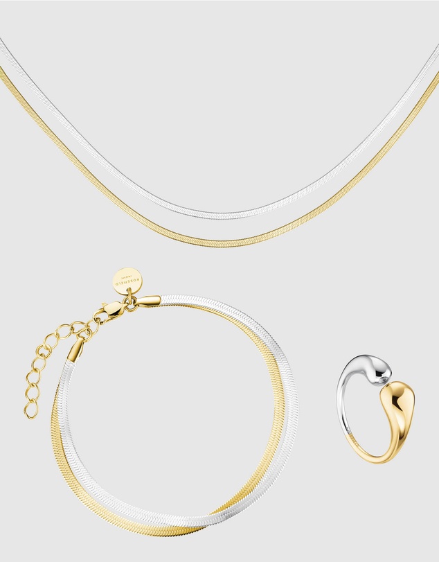 Rosefield - Snake Duotone Ring, Necklace and Bracelet Set