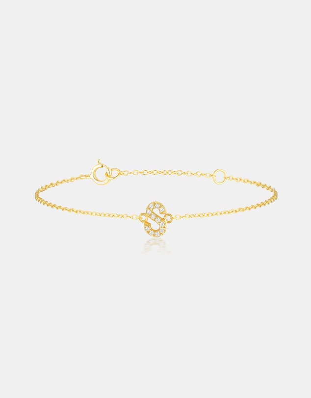 The Silver Collective - A-Z Letter Bracelet Gold - S