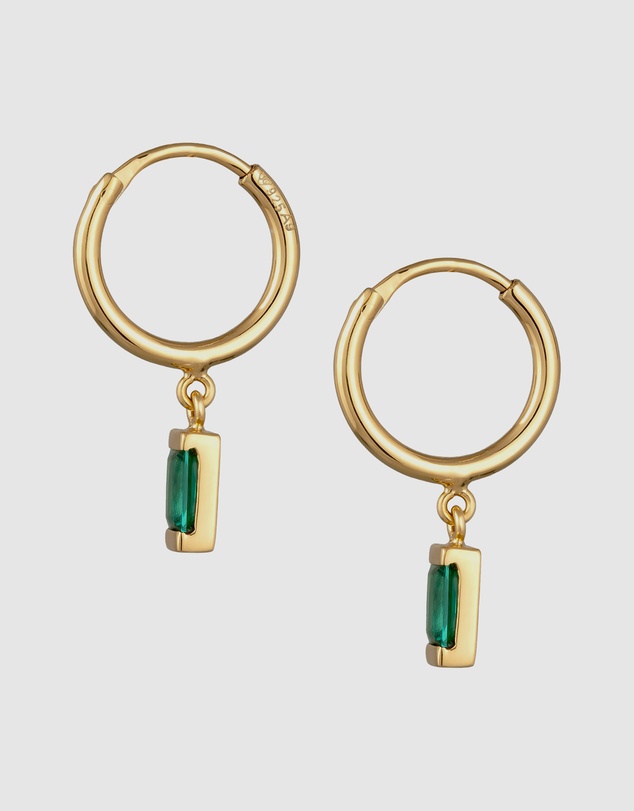 Elli Jewelry - Emerald Hoop Earrings in Gold-Plated 925 Silver