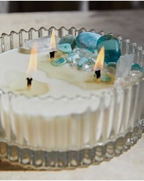 Silk Oil of Morocco - Blue Aura Large Crystal Candle - Clarity, Focus & Success