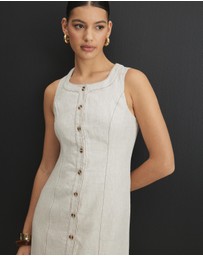 AERE - Sierra Linen Button Down Midi Dress