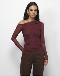 AERE - Chloe Off Shoulder Mesh Top