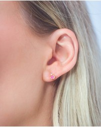 Georgini - Natural Ruby And Two Natural Diamond July Gold Earrings