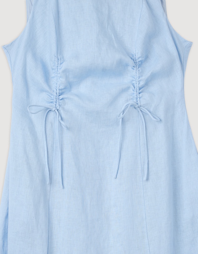 Revibe - Repaired Minima Esenciales Reyna Gathered Linen Midi Dress - AU 16