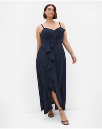 City Chic - Plus size Catalina Ruffle Maxi Dress - navy