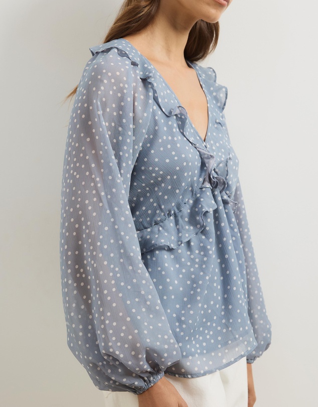 Atmos&Here - Piper V-Neck Ruffle Blouse