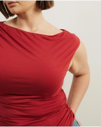 Atmos&Here Curvy - Lila Gathered Shoulder Bamboo Top