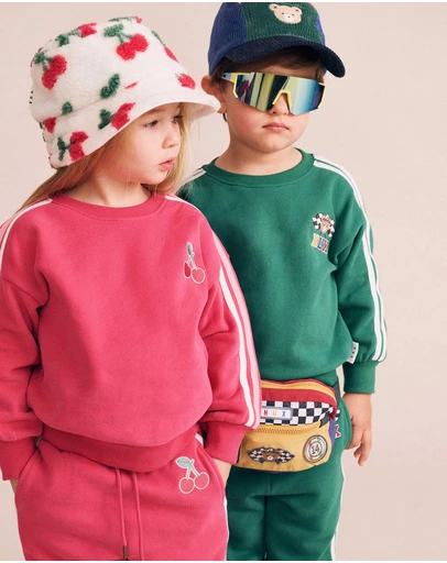 Huxbaby - Cherry Racer Stripe Trackpants - Babies-Kids